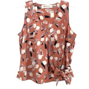 Impeccable Pig Sleeveless Paint Mauve Tank Tie Bottom Blouse